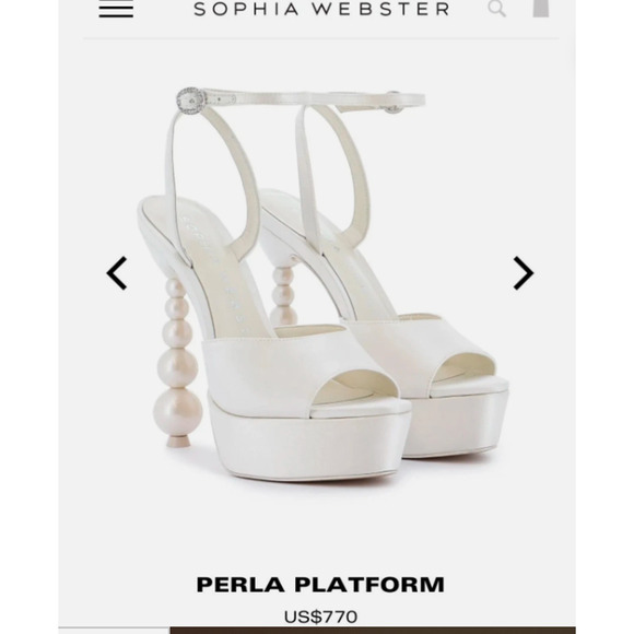 Sophia Webster Women's Cream Perla Pearl Crystal Platform Sandals 38 NIB 770 - Picture 3 of 11